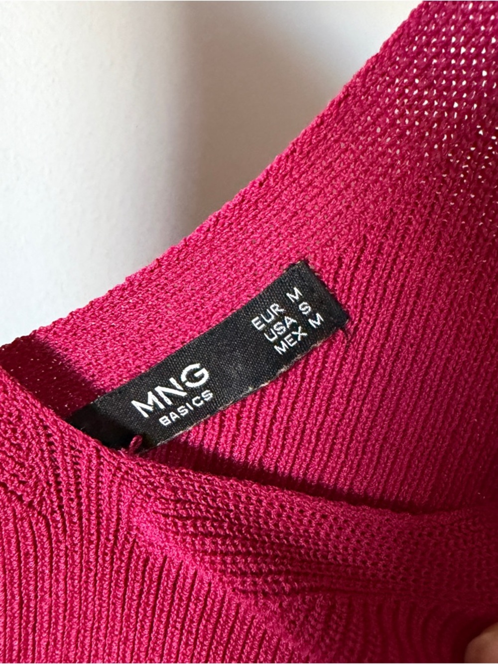 Mango V-Neck Knit Tank Top - Raspberry - Picture 2 of 5